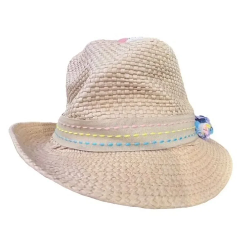 Addie & Tate‎ Girls Fedora Style Hat with Pastel Stitched Trim and Bow Party